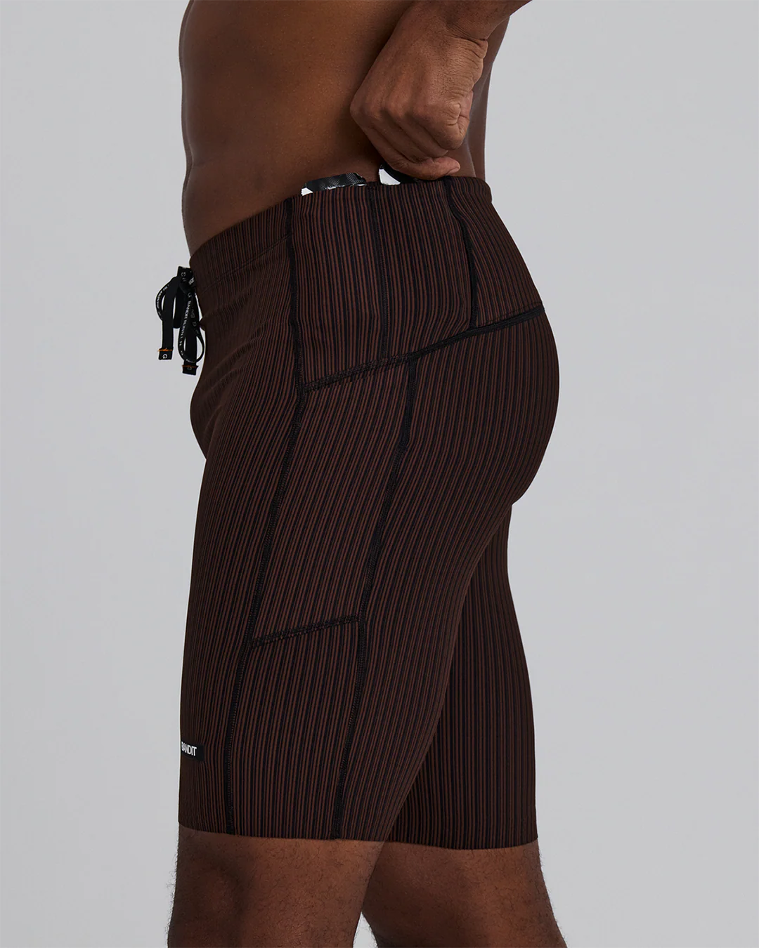 Bandit Men's Striped Cadence⢠7 Pocket Lined Half Tights "Cacao/Black" - Image 4