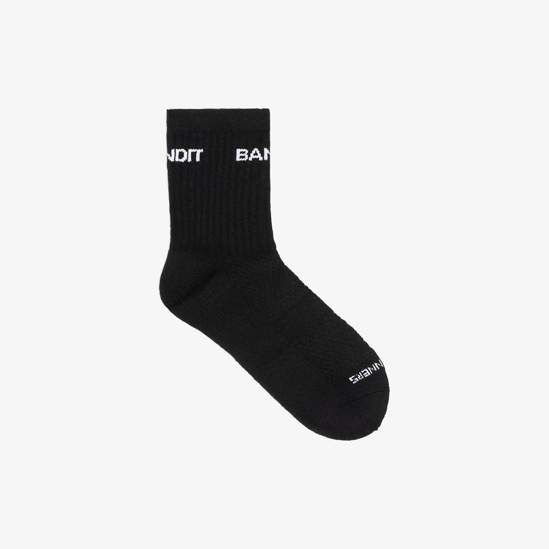 Bandit Unisex Merino Wool Run Socks "Black/Whiteā 2 Pack