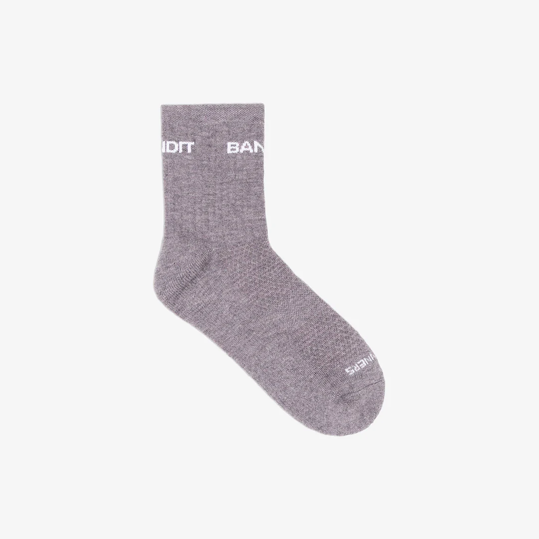 Bandit Unisex Merino Wool Run Socks "Haze/Whiteā 2 Pack