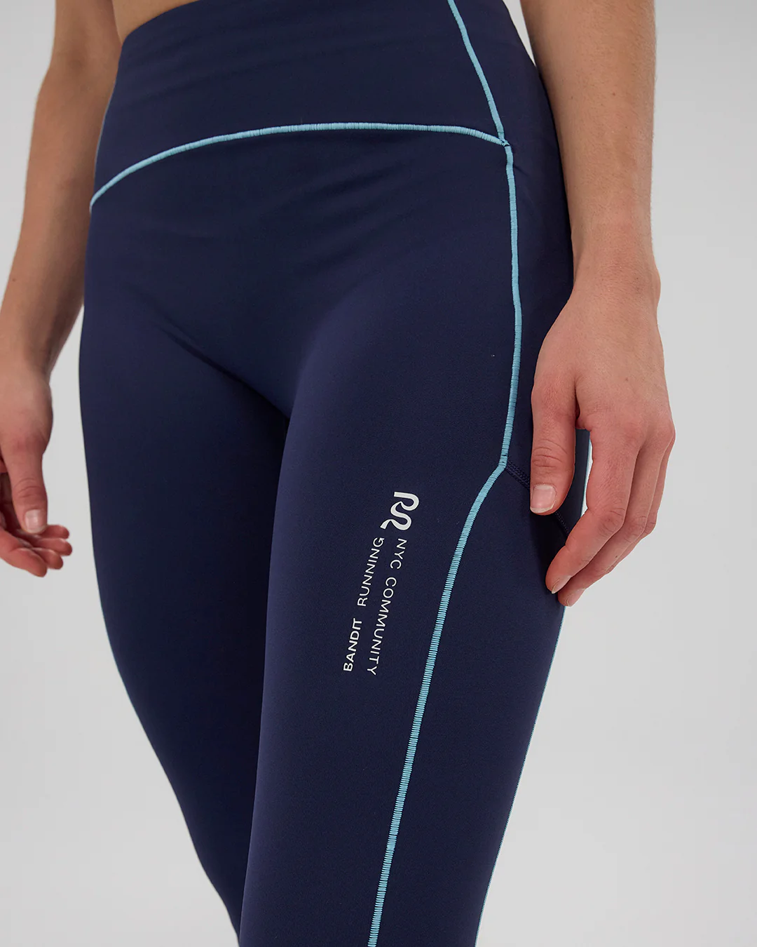 Bandit Women's Stamina™ Pop Stitch™ High Waist Leggings "NY Navy/Vintage Blue" - Image 7