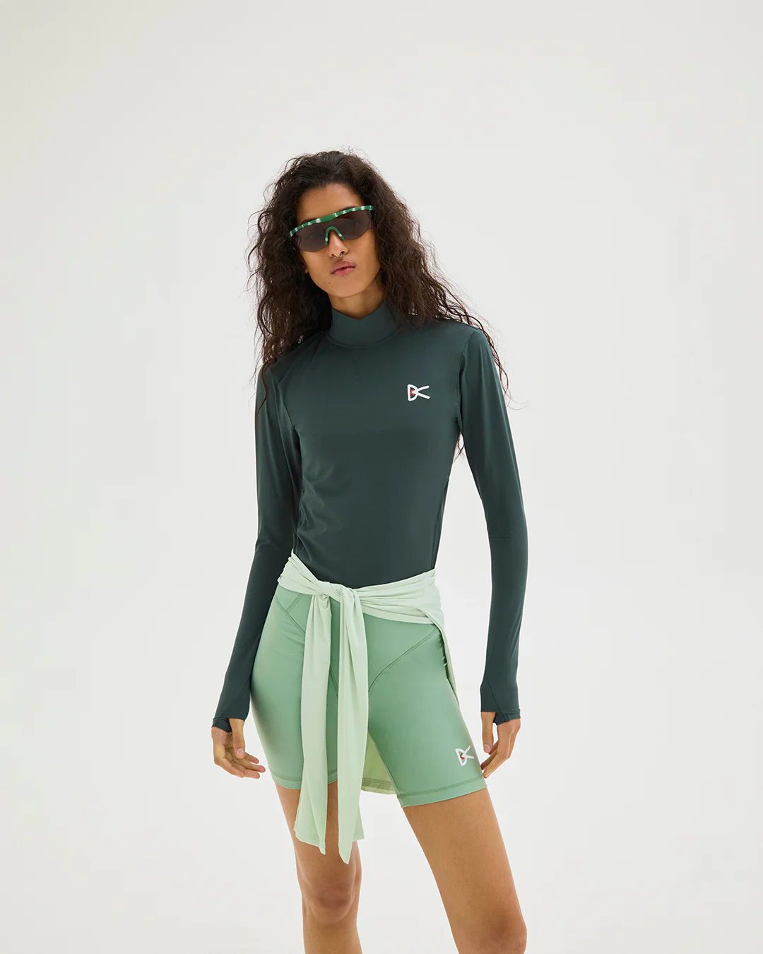 District Vision Womens 7in Pocketed Half Tights "Mint" - Image 4