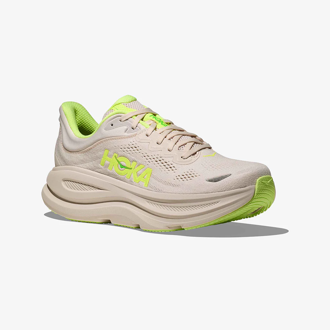 Hoka Men's Bondi 9 "Grout/Neon Yuzu" - Image 4