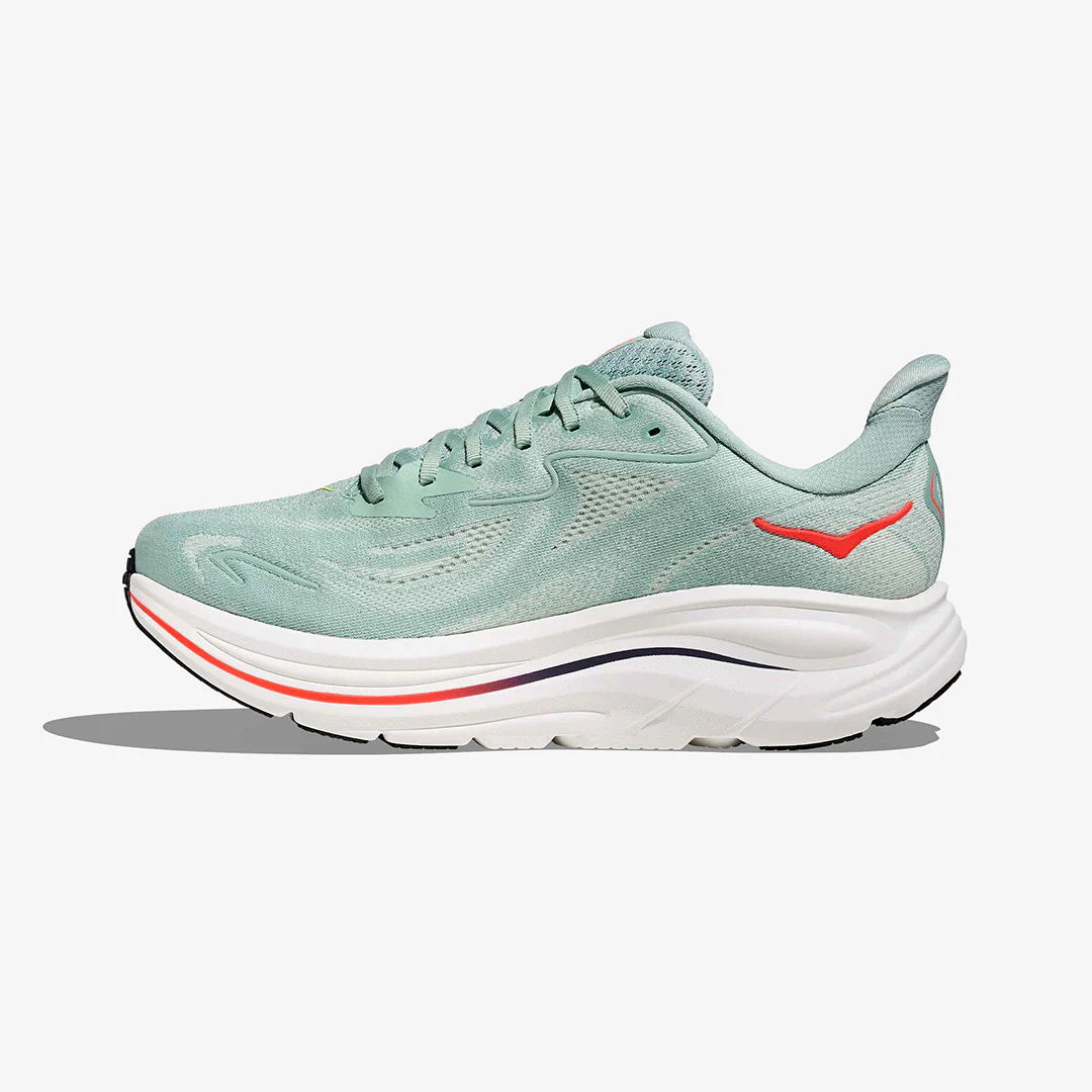 Hoka Men's Clifton 10 "Sage/Neon Flame" Wide - Image 2