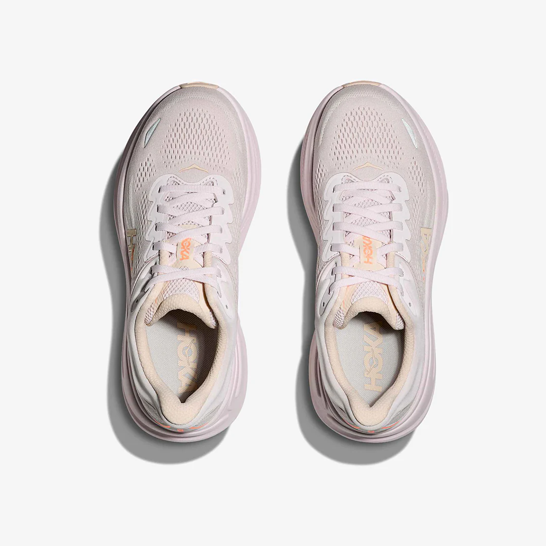 Hoka Women's Bondi 9 "Lilac Cream/Tangerine Glow" - Image 3