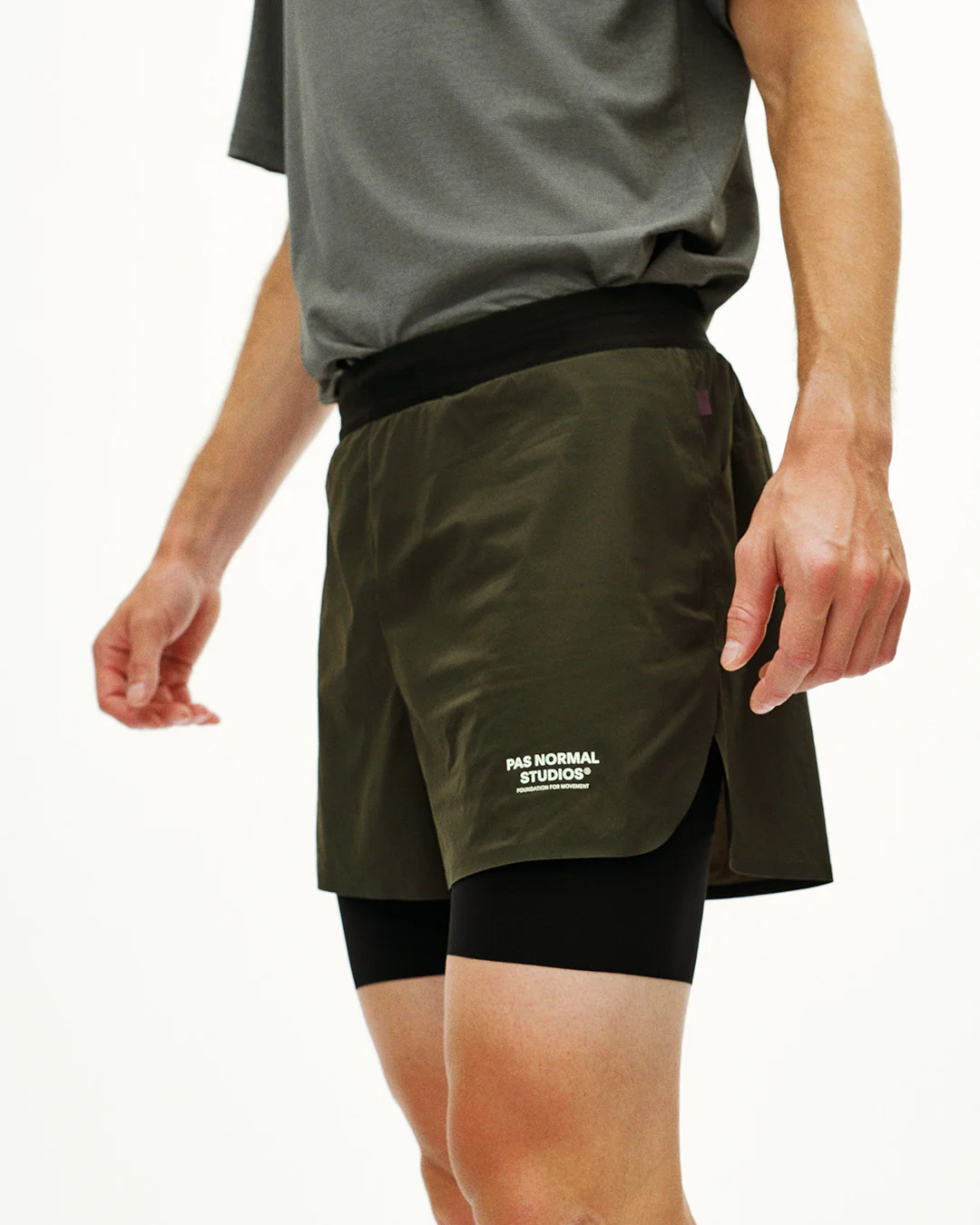 Pas Normal Studios Balance Men's 2-in-1 Shorts "Dark Olive" - Image 5