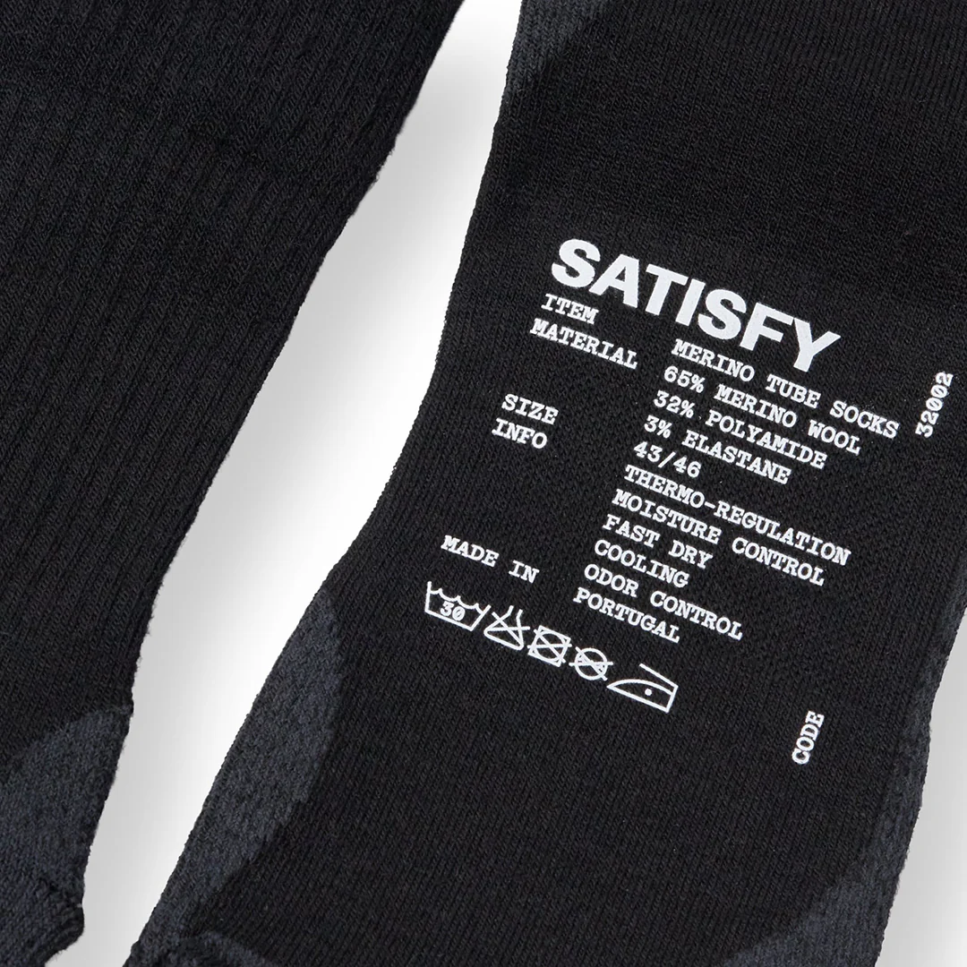Satisfy Merino Nylon Tube Socks "Black" - Image 2
