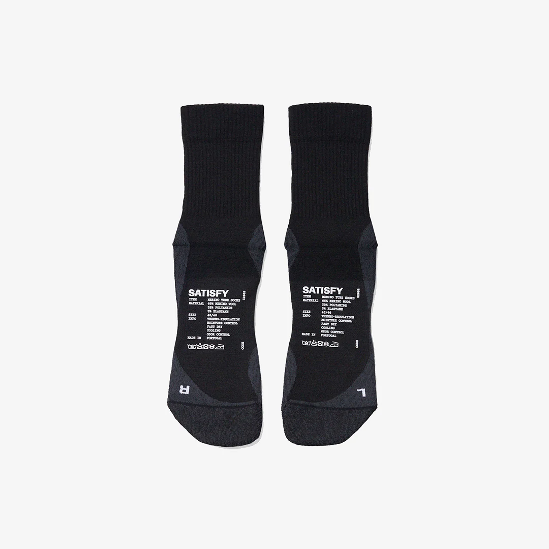 Satisfy Merino Nylon Tube Socks "Black" - Image 3