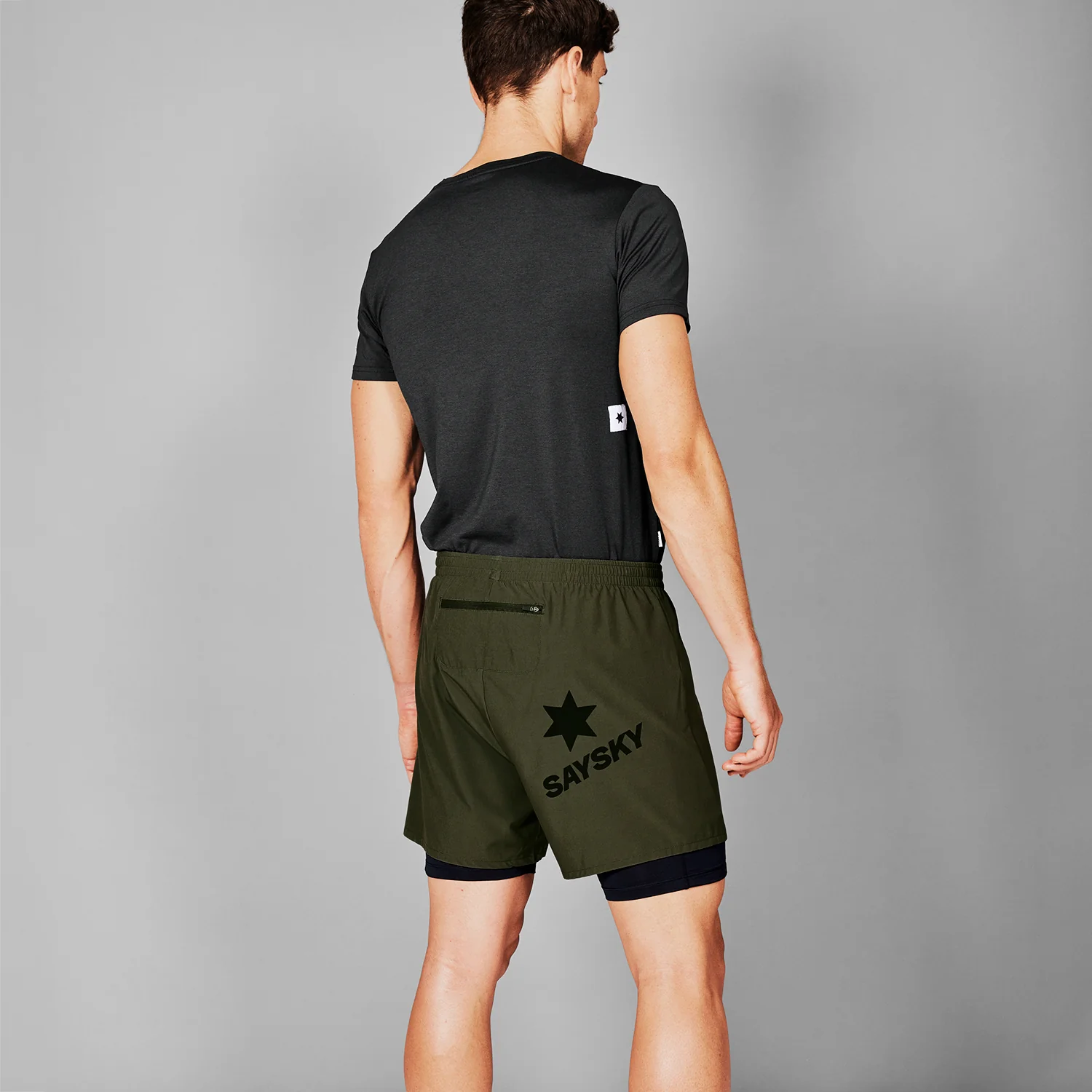 Saysky Men's 2 in 1 Pace Shorts 5'' "Green" - Image 3