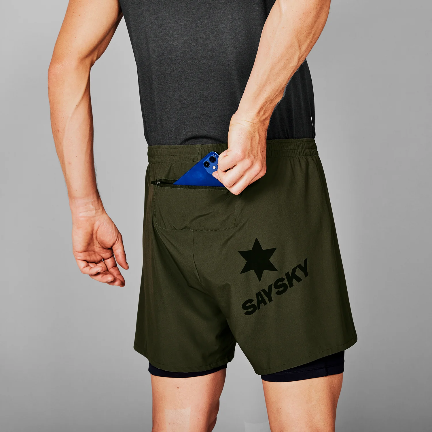 Saysky Men's 2 in 1 Pace Shorts 5'' "Green" - Image 5