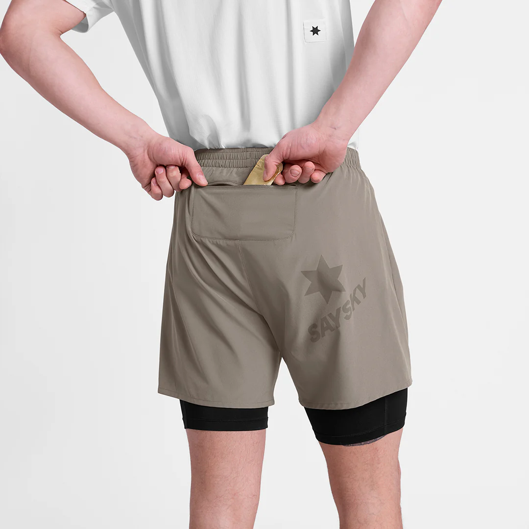 Saysky Men's Pace 2 in 1 Shorts 5" "Taupe" - Image 4