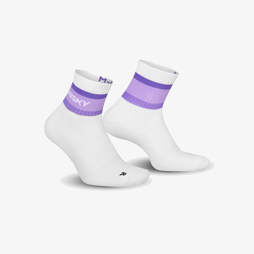 Saysky Unisex Pace Quarter Socks "White/Purple"