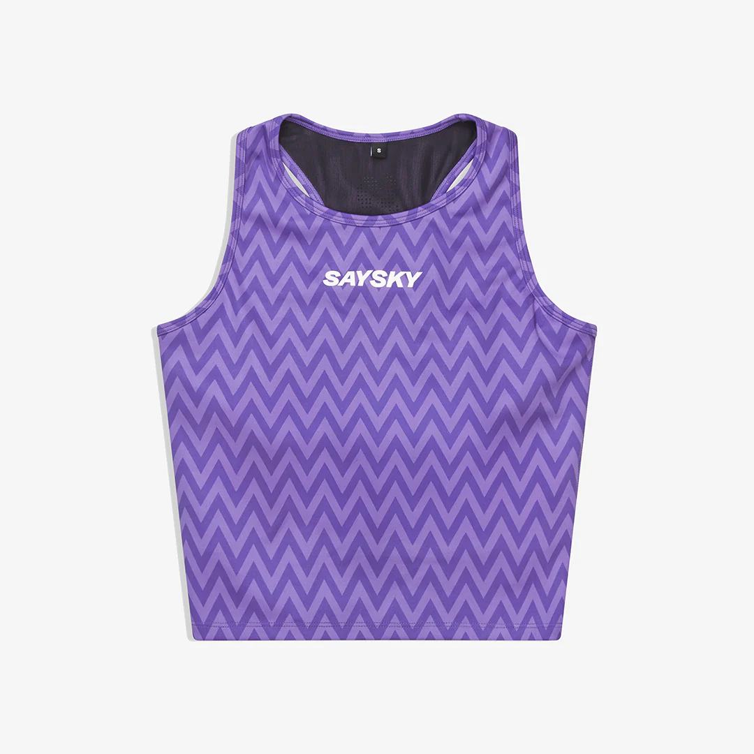Saysky Women's Combat Crop Top "Purple Zig Zag"