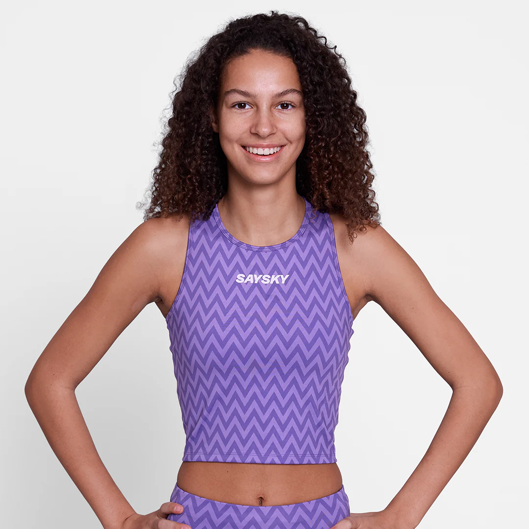 Saysky Women's Combat Crop Top "Purple Zig Zag" - Image 3