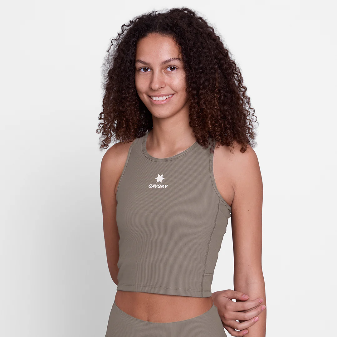 Saysky Women's Combat Rib Crop Top "Taupe" - Image 3