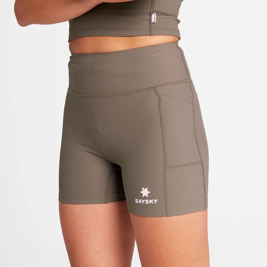 Saysky Women's Combat+ Rib Short Tights 4" "Taupe" - Image 3