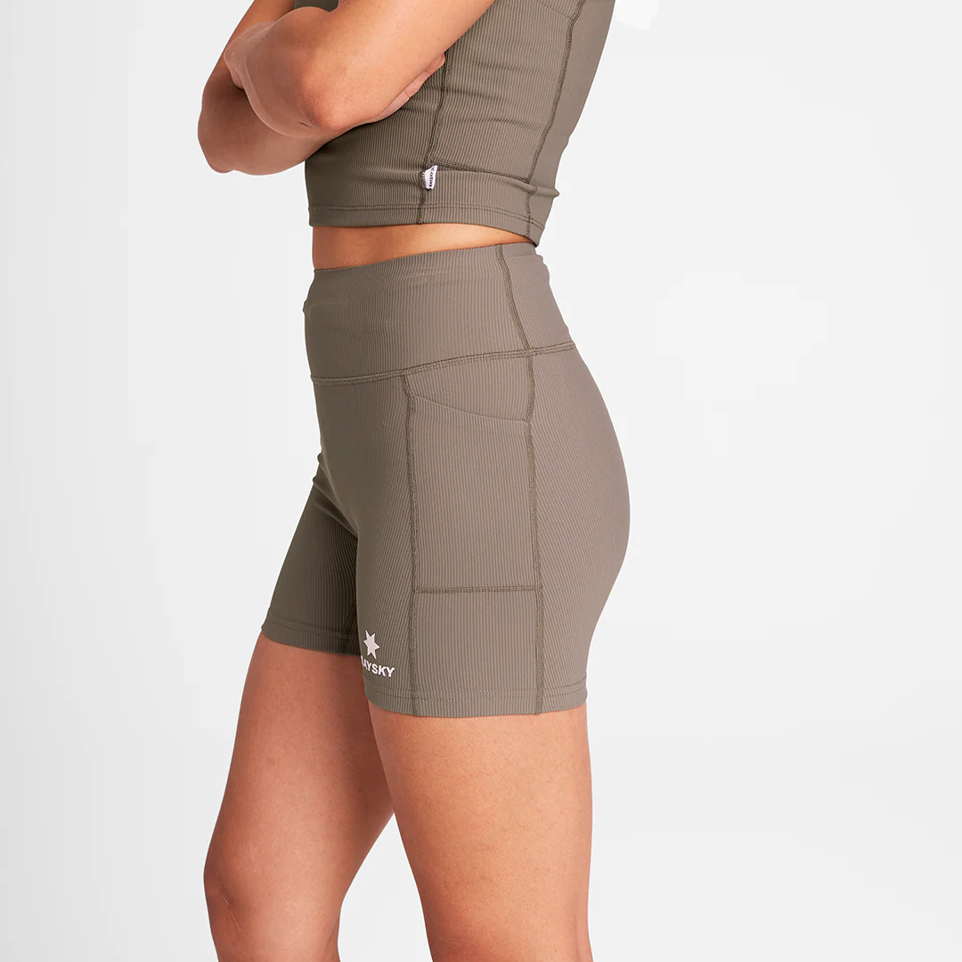 Saysky Women's Combat+ Rib Short Tights 4" "Taupe" - Image 4