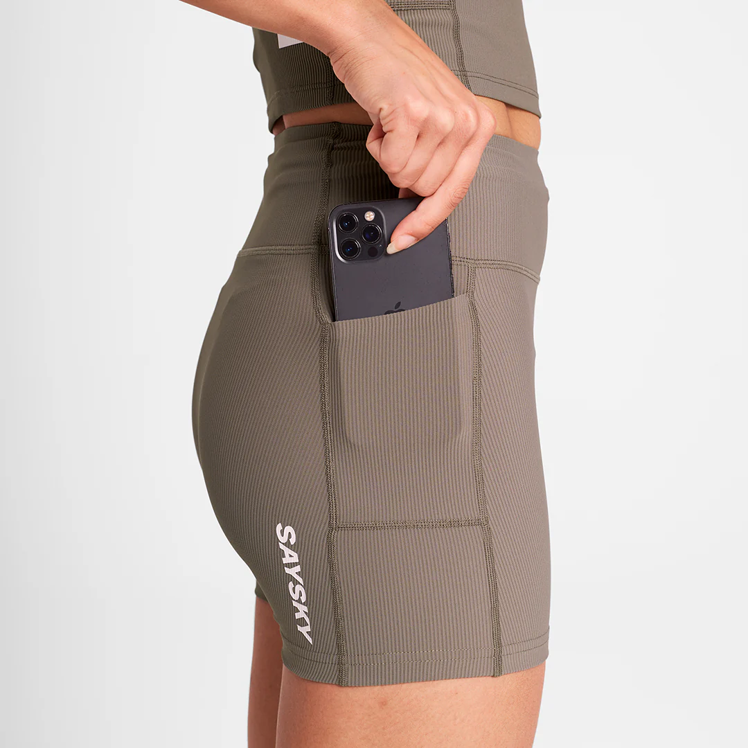 Saysky Women's Combat+ Rib Short Tights 4" "Taupe" - Image 5