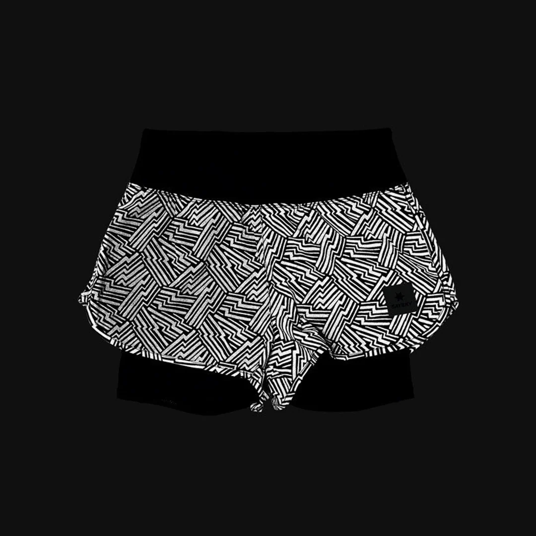 Saysky Women's Reflective Pace 2 in 1 Shorts 3" "Black AOP" - Image 3